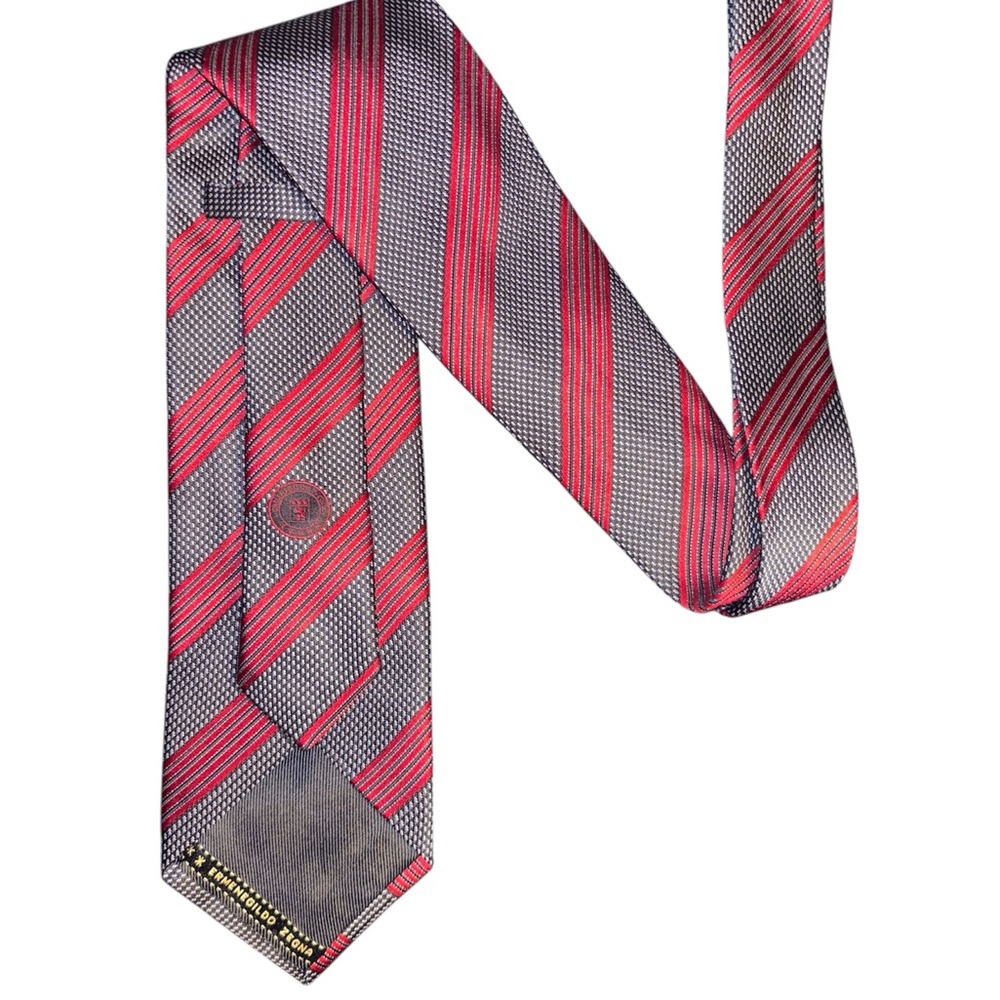 Ermenegildo Zegna Red and Gray Striped Tie